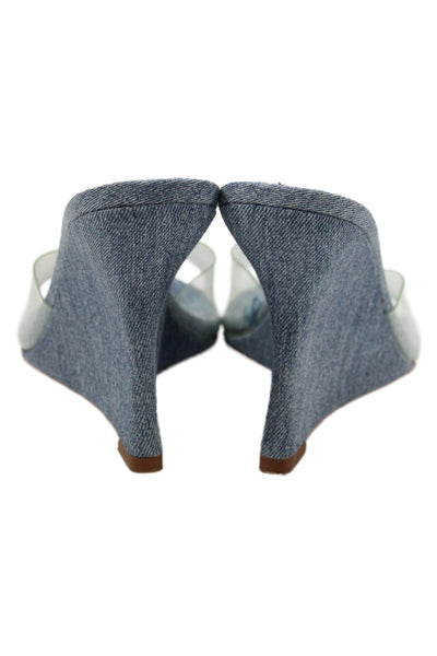 MNG Womens Denim One Strap Slide On Sandals Blue Size 9