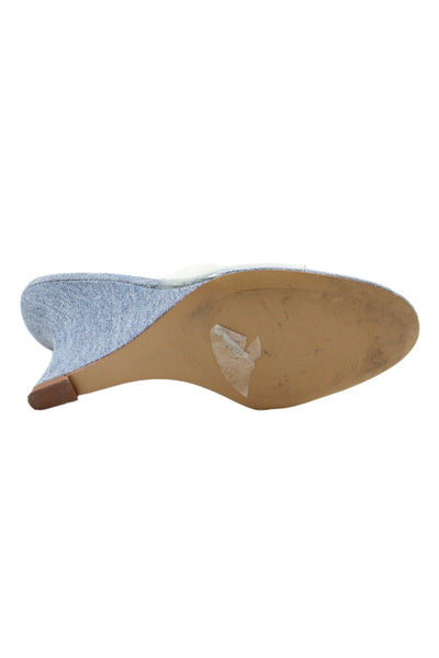 MNG Womens Denim One Strap Slide On Sandals Blue Size 9