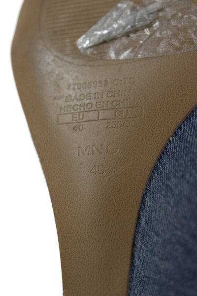 MNG Womens Denim One Strap Slide On Sandals Blue Size 9