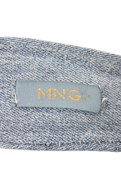 MNG Womens Denim One Strap Slide On Sandals Blue Size 9