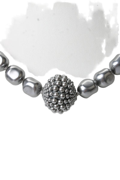 Barbara Packer Vintage Womens Gray Tone Imitation Pearl Strand Necklace 19"