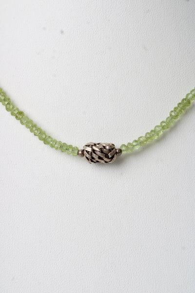 Designer Womens 925 Silver Peridot Bead Necklace 18" 13.5g