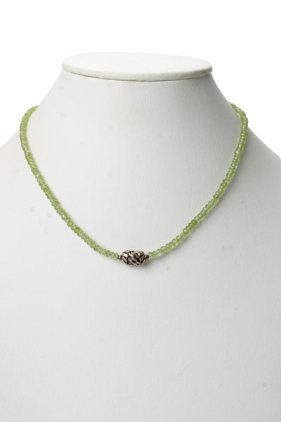 Designer Womens 925 Silver Peridot Bead Necklace 18" 13.5g