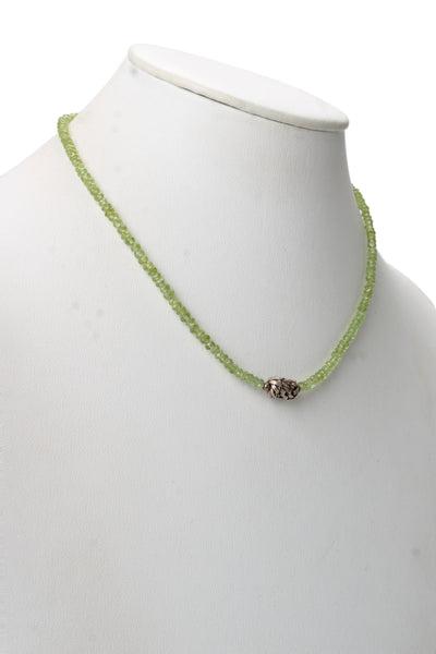 Designer Womens 925 Silver Peridot Bead Necklace 18" 13.5g