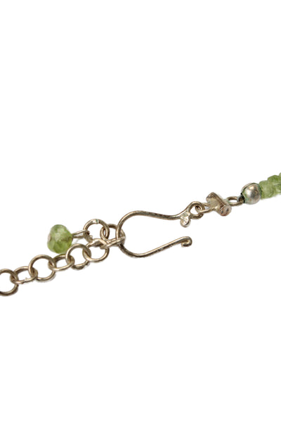 Designer Womens 925 Silver Peridot Bead Necklace 18" 13.5g