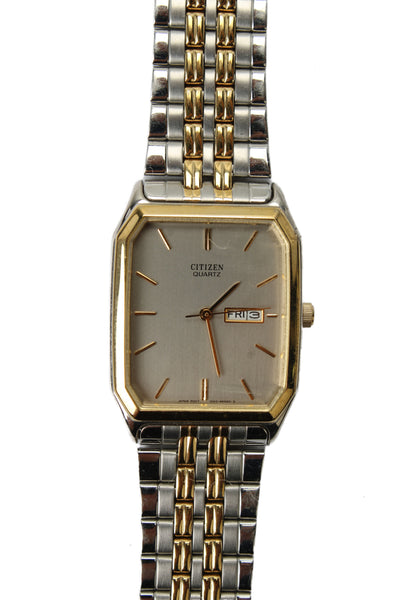 Citizen Mens Vintage Two-Tone Stainless Steel 1000-S63871 Tank Quartz Watch 27mm