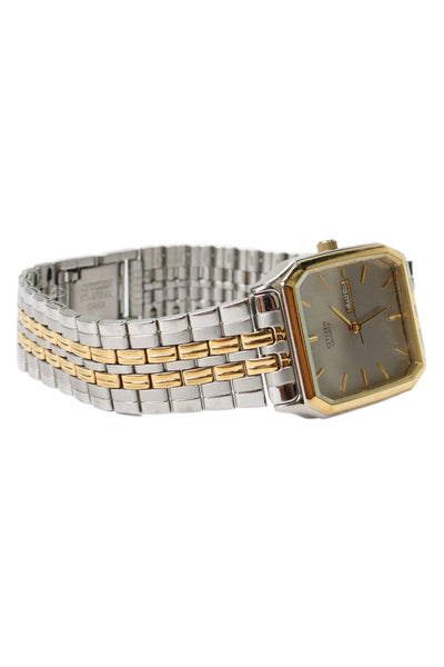 Citizen Mens Vintage Two-Tone Stainless Steel 1000-S63871 Tank Quartz Watch 27mm