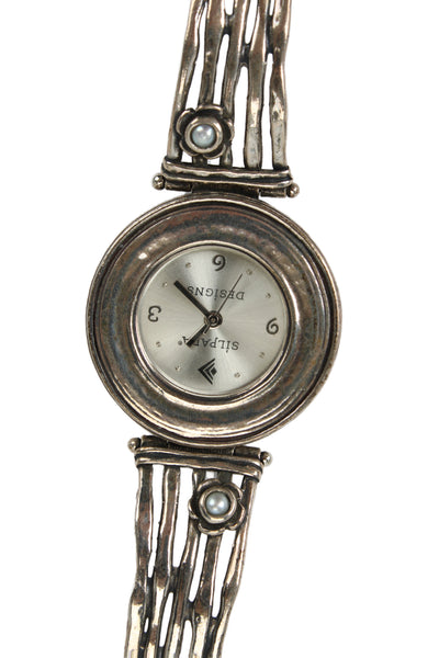 Silpada Womens Vintage 925 Silver + S-Steel Didae Pearl Flower Quartz Watch 30mm
