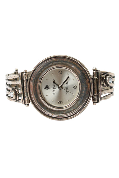 Silpada Womens Vintage 925 Silver + S-Steel Didae Pearl Flower Quartz Watch 30mm