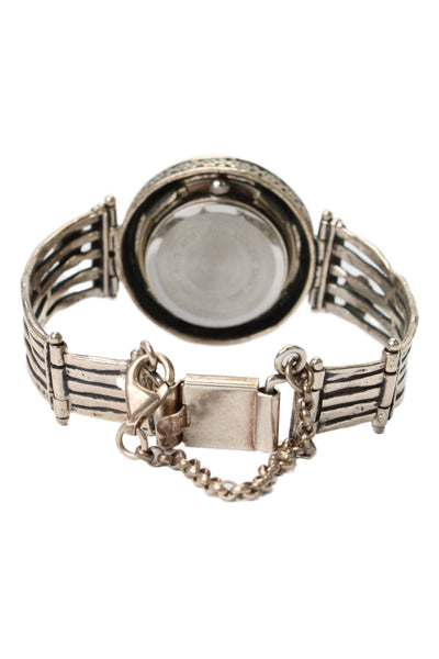 Silpada Womens Vintage 925 Silver + S-Steel Didae Pearl Flower Quartz Watch 30mm