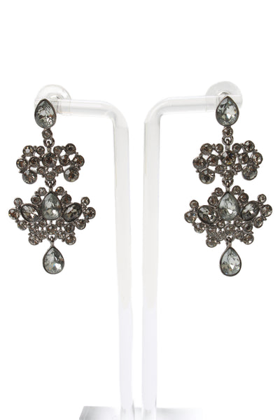 Givenchy Womens Gunmetal Tone Gray Crystal Chandelier Earrings