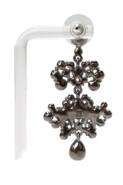 Givenchy Womens Gunmetal Tone Gray Crystal Chandelier Earrings