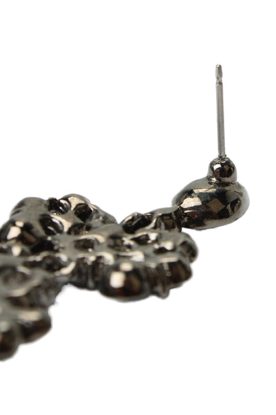 Givenchy Womens Gunmetal Tone Gray Crystal Chandelier Earrings