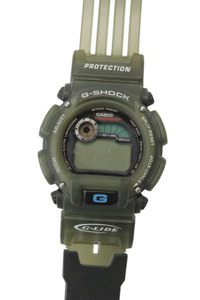 G Shock Mens Stainless Steel + Green Resin DW-9000 Digital Watch 47mm