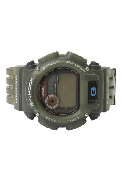G Shock Mens Stainless Steel + Green Resin DW-9000 Digital Watch 47mm