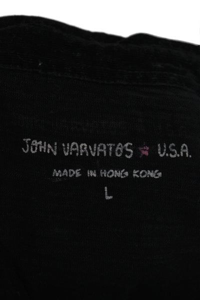 John Varvatos Star USA Mens Button-Down Polo Black Collared Short Sleeve Size L