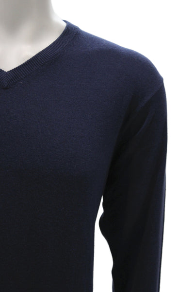 Peter Millar Mens V-Neck Pullover Long Sleeve Dark Blue Silk Cashmere Size M