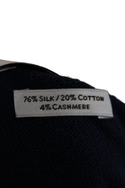 Peter Millar Mens V-Neck Pullover Long Sleeve Dark Blue Silk Cashmere Size M