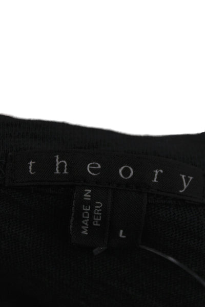 Theory Mens Band Solid Long Sleeve Pima Cotton Dark Blue T-Shirt Size L