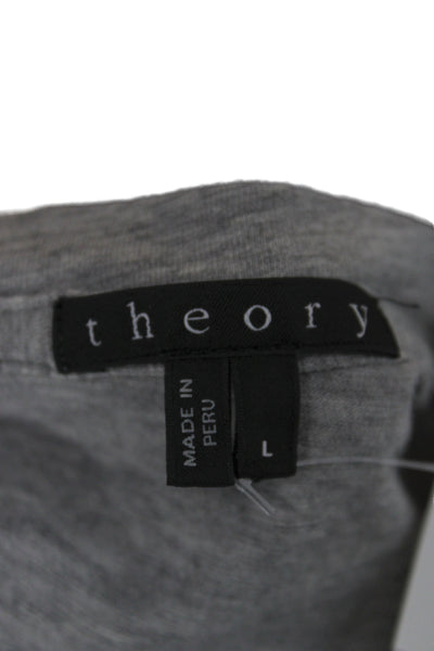 Theory Mens V-Neck Gray Pima Cotton T-Shirt Size L