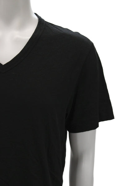 Theory Mens Black V-Neck Cotton T-Shirt Short Sleeve Size L