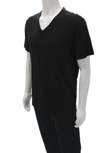 Theory Mens Black V-Neck Cotton T-Shirt Short Sleeve Size L