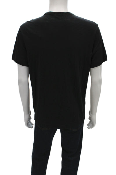 Theory Mens Black V-Neck Cotton T-Shirt Short Sleeve Size L