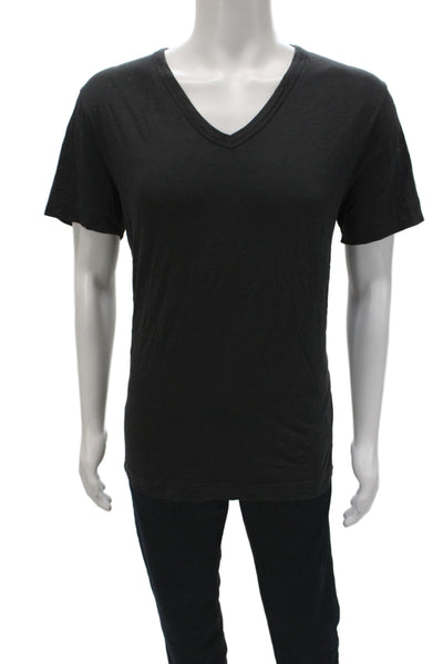 Theory Mens V-Neck Pima Cotton Black T-Shirt Size L
