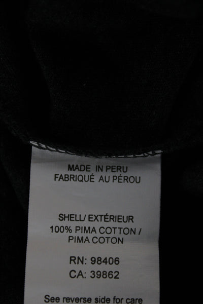 Theory Men Dark Gray 100% Pima Cotton Long Sleeve Crew Neck T-Shirt Size L
