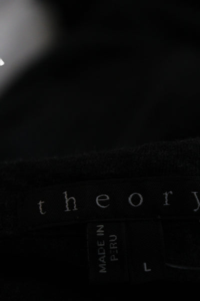 Theory Men Dark Gray 100% Pima Cotton Long Sleeve Crew Neck T-Shirt Size L