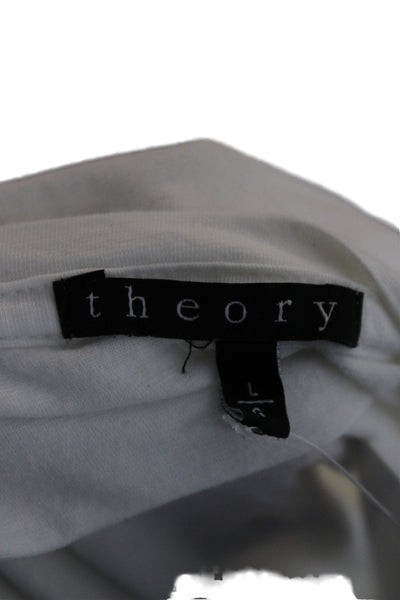 Theory Mens Crew Neck White Pima Cotton Short Sleeve T-Shirt Size L