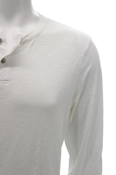 Theory Mens White Pima Cotton Long Sleeve T-Shirt Solid Classic Size L