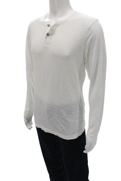 Theory Mens White Pima Cotton Long Sleeve T-Shirt Solid Classic Size L