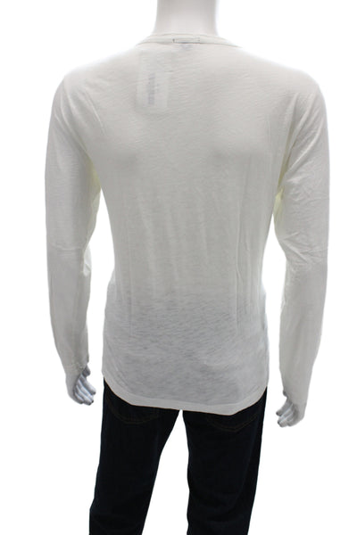 Theory Mens White Pima Cotton Long Sleeve T-Shirt Solid Classic Size L