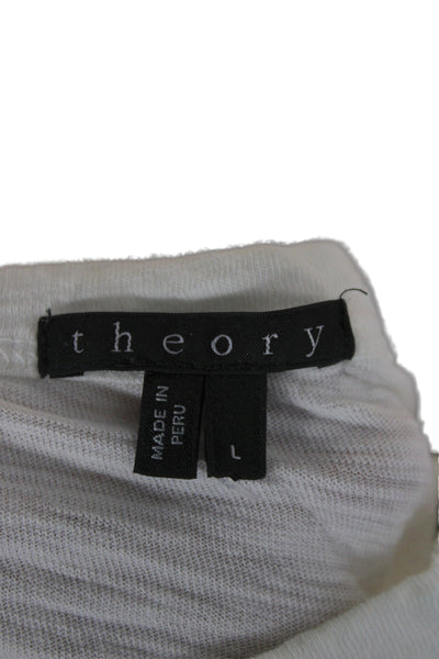 Theory Mens White Pima Cotton Long Sleeve T-Shirt Solid Classic Size L