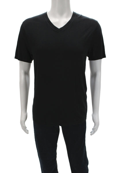 Vince Mens V-Neck T-Shirt Black Pima Cotton Size M