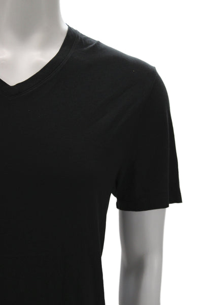 Vince Mens V-Neck T-Shirt Black Pima Cotton Size M