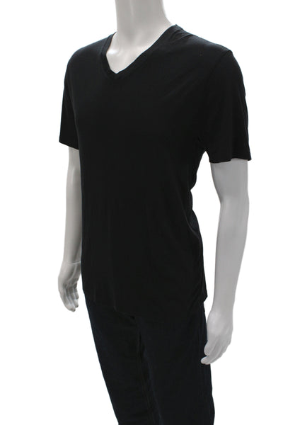 Vince Mens V-Neck T-Shirt Black Pima Cotton Size M
