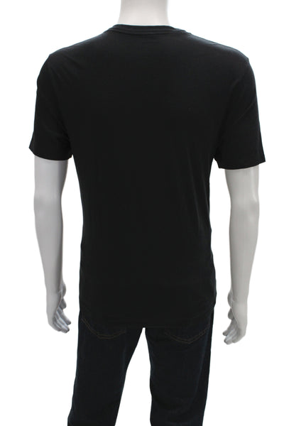 Vince Mens V-Neck T-Shirt Black Pima Cotton Size M