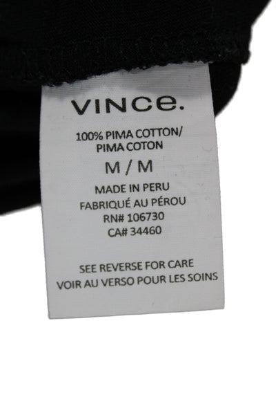 Vince Mens V-Neck T-Shirt Black Pima Cotton Size M