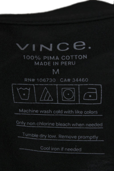 Vince Mens V-Neck T-Shirt Black Pima Cotton Size M