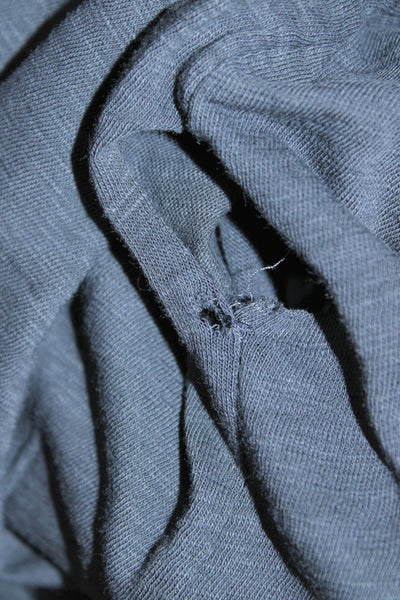Theory Mens Band T-Shirt Dark Blue Cotton Long Sleeve Button Size L