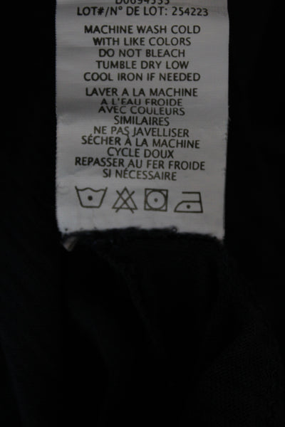 Theory Mens Band T-Shirt Dark Blue Cotton Long Sleeve Button Size L