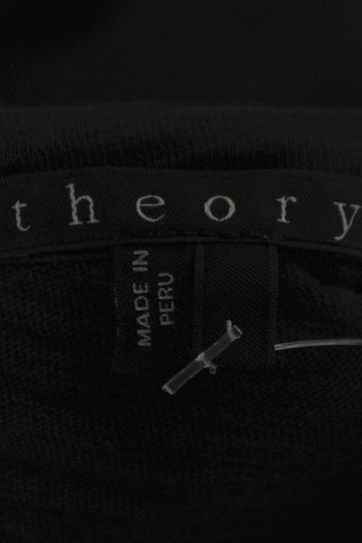 Theory Mens Band T-Shirt Dark Blue Cotton Long Sleeve Button Size L