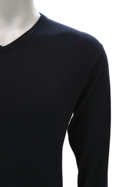 Peter Millar Mens Pullover V-Neck Sweater Dark Blue Silk Cotton Cashmere Size S
