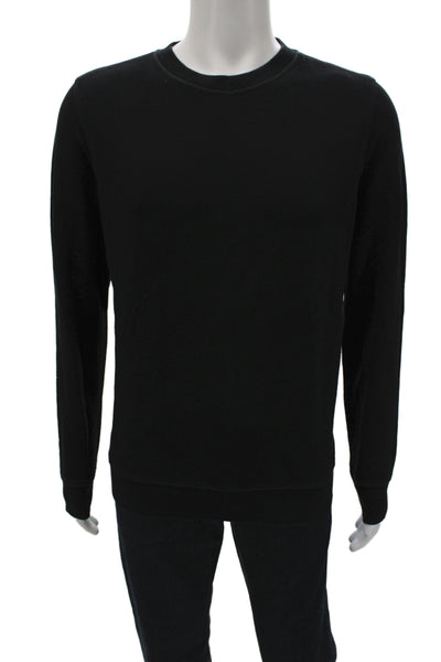 Theory Mens Pullover Sweatshirt Black Cotton Polyester Crew Neck Size M