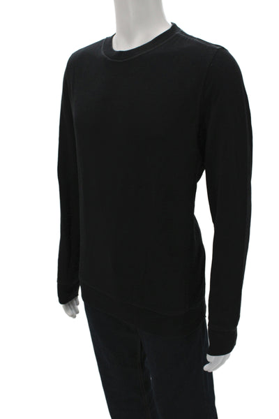 Theory Mens Pullover Sweatshirt Black Cotton Polyester Crew Neck Size M