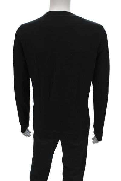 Theory Mens Pullover Sweatshirt Black Cotton Polyester Crew Neck Size M