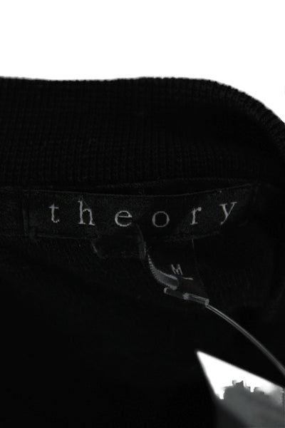 Theory Mens Pullover Sweatshirt Black Cotton Polyester Crew Neck Size M