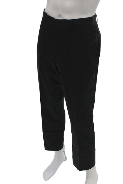 Paul Smith London Mens Cropped Dress Pants Black Button Cotton Size 34